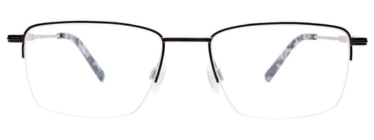 easyclip ec560 aspex eyewear turboflex 360 degree hinge stainless steel metal semi rimless thin metal design timeless classic clean men male large frame black silver front