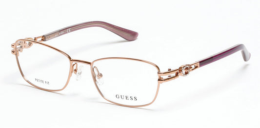 guess 2687 fashion designer prescription optical eyewear glasses stainless steel metal ladies women female classic elegant sophisticated dressy 028 shiny rose gold