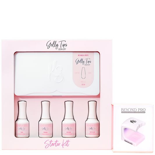 Kiara Sky - Gelly Tips Starter Kit - LONG COFFIN with mini lamp