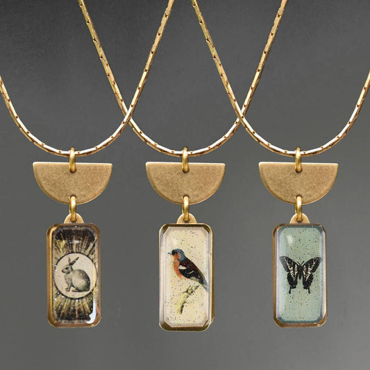 Half Moon Brass Necklace - Lucky Bunny