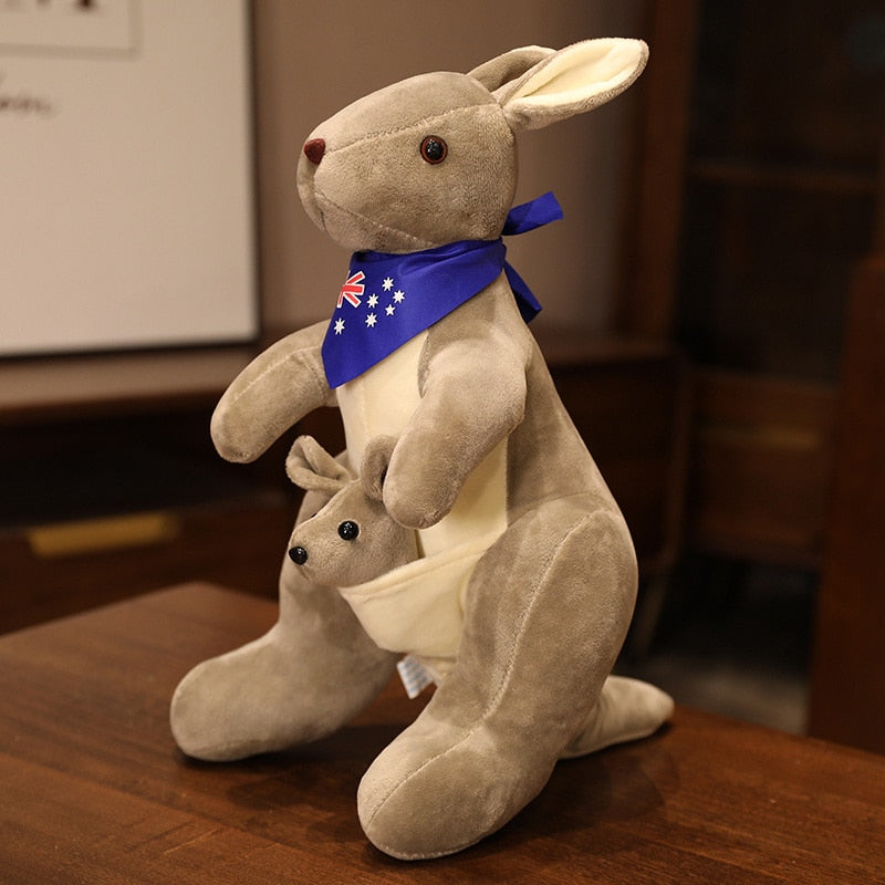 Cartoon Scarf Mother And Child Kangaroo Stuffed Plush Doll Pillow