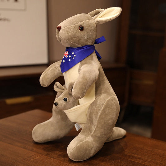Cartoon Scarf Mother And Child Kangaroo Stuffed Plush Doll Pillow