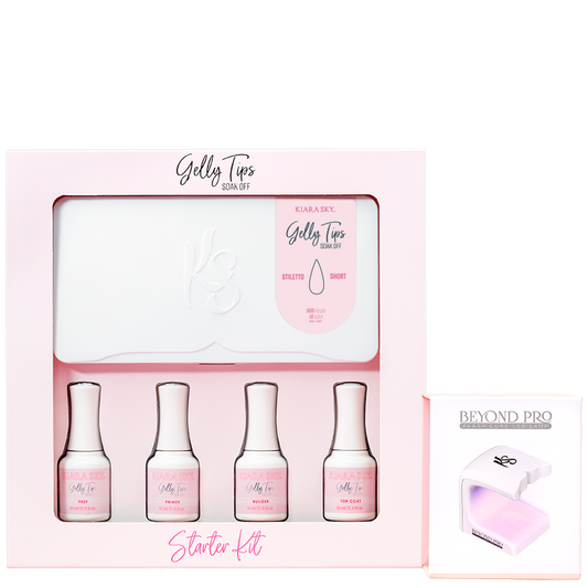 Kiara Sky - Gelly Tips Starter Kit - STILLETO SHORT with mini lamp