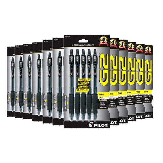 Pilot G2 Retractable Premium Gel Ink Roller Ball Pens, Fine Point, Black Ink 5 ea - 12 Pack