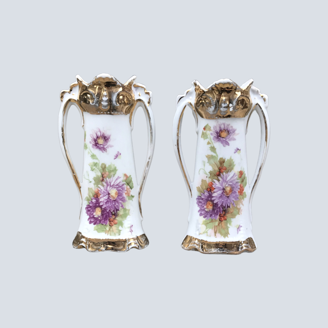 Pair of Purple Floral Bud Vases