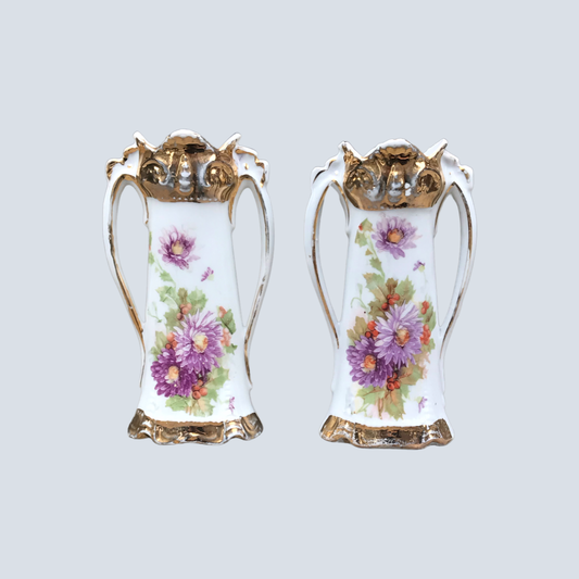 Pair of Purple Floral Bud Vases