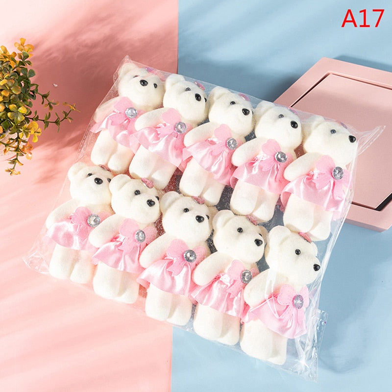 10PCS Cartoon Couple Models Bear Flower Dolls Wedding