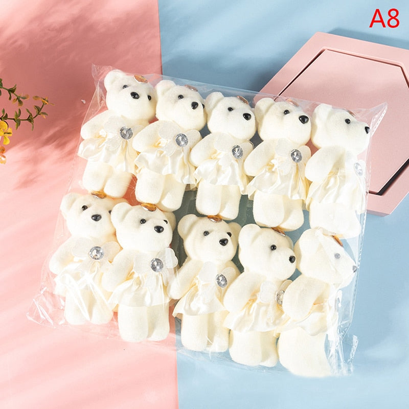 10PCS Cartoon Couple Models Bear Flower Dolls Wedding