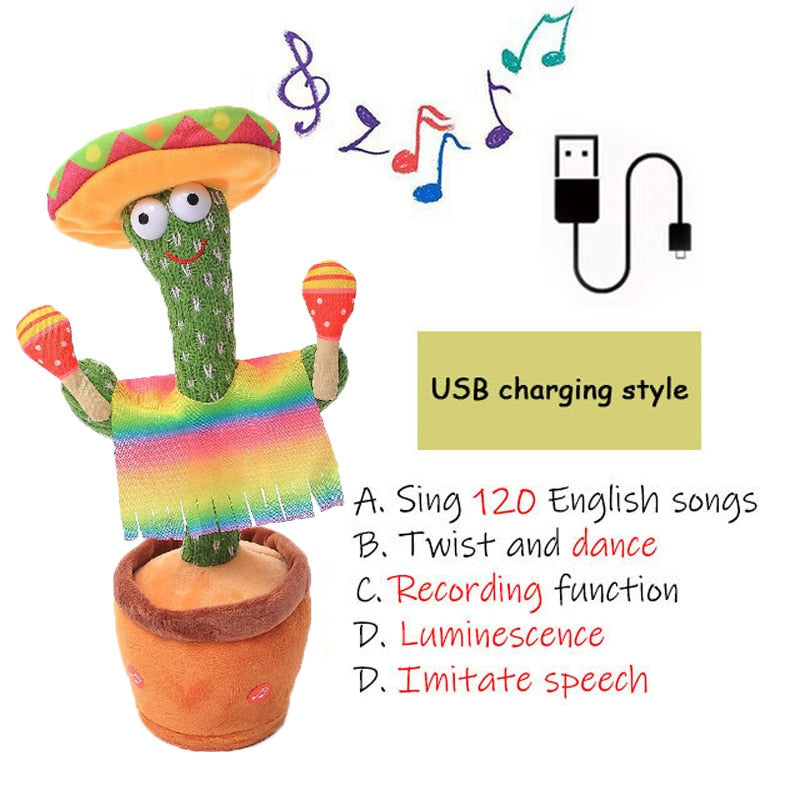 Birthday Present Dancing Cactus Electron Plush Toy Soft Plush Doll Babies Cactus That Can Sing And Dance Voice Interactive Bled - YourStore