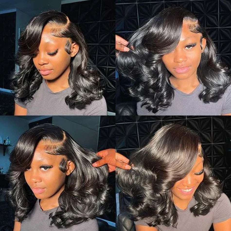 Body Wave Short Bob Wig Transparent 13X4 Lace Front Human Hair Wigs