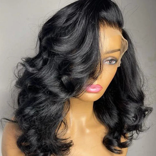 Body Wave Short Bob Wig Transparent 13X4 Lace Front Human Hair Wigs