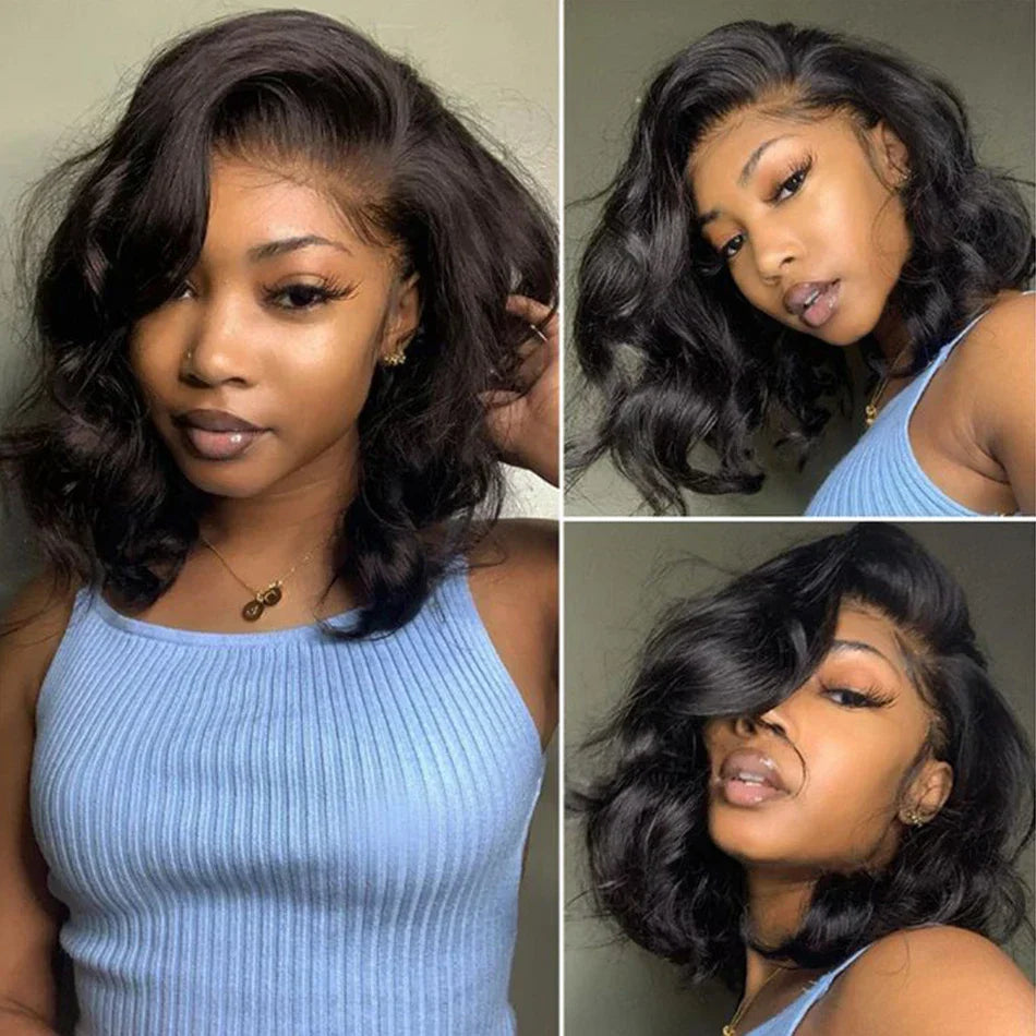 Body Wave Short Bob Wig Transparent 13X4 Lace Front Human Hair Wigs