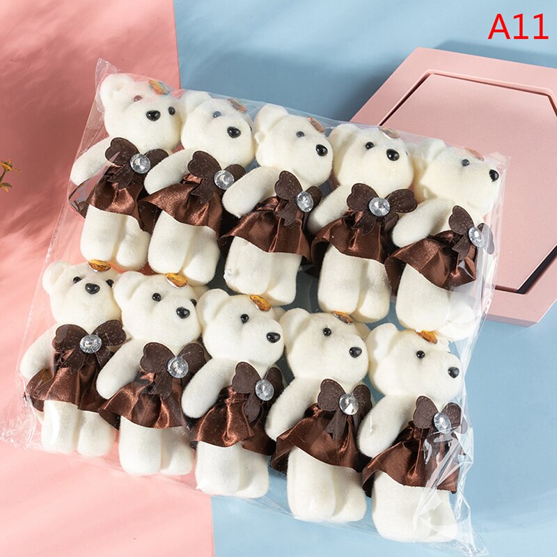 10PCS Cartoon Couple Models Bear Flower Dolls Wedding