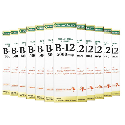 Nature's Bounty B-12 5000 mcg Sublingual Liquid Energy Health - 2 Fl Oz  - 12 Pack