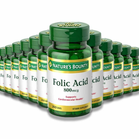 Nature's Bounty Folic Acid, Cardiovascular Health Vitamin Supplement - 250 Tablets - 12 Pack