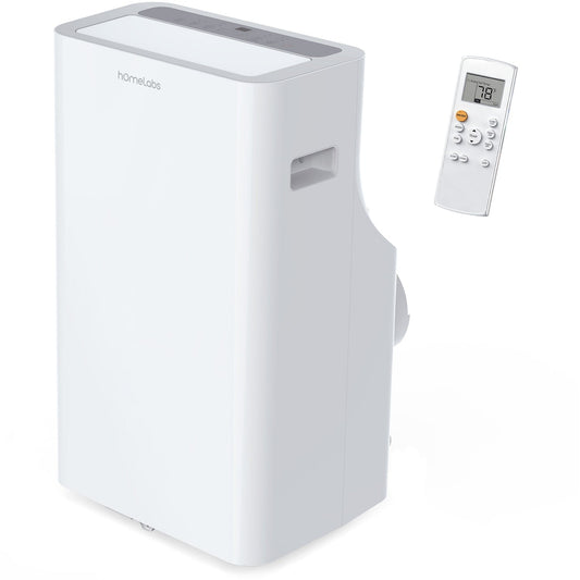 hOmelabs Portable Air Conditioner 14000 BTU - Cools Rooms up to 600 Sq. Ft. - Quiet AC Unit with Wheels. Washable Filter and Remote Control (New DOE 8600 BTU)
