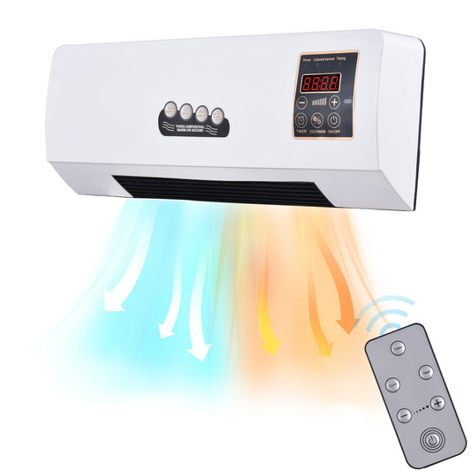 moobody Heater and Air Conditioner Combo 1800W 2-in-1 Timing Function Heating and Cooling Wall Mounted Electric Air Conditioner and Heater Fan with Remote Control for Dormitory Home