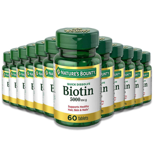 Nature's Bounty - Biotin, Quick Dissolve,  5,000 mcg - 60 Tablets - 12 Pack