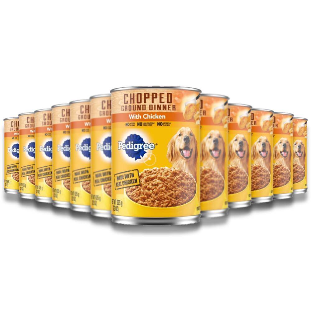 Pedigree - Chopped Ground Dinner With Chicken Canned, Wet Dog Food -  22 Oz - 12 Pack