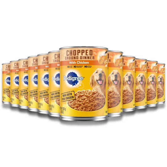 Pedigree - Chopped Ground Dinner With Chicken Canned, Wet Dog Food -  22 Oz - 12 Pack