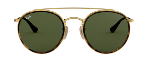 ray ban 3647 optical prescription eyewear sunglasses round aviator classic retro traditional funky hipster stylish fashionable trendy gold havana g15 green lens